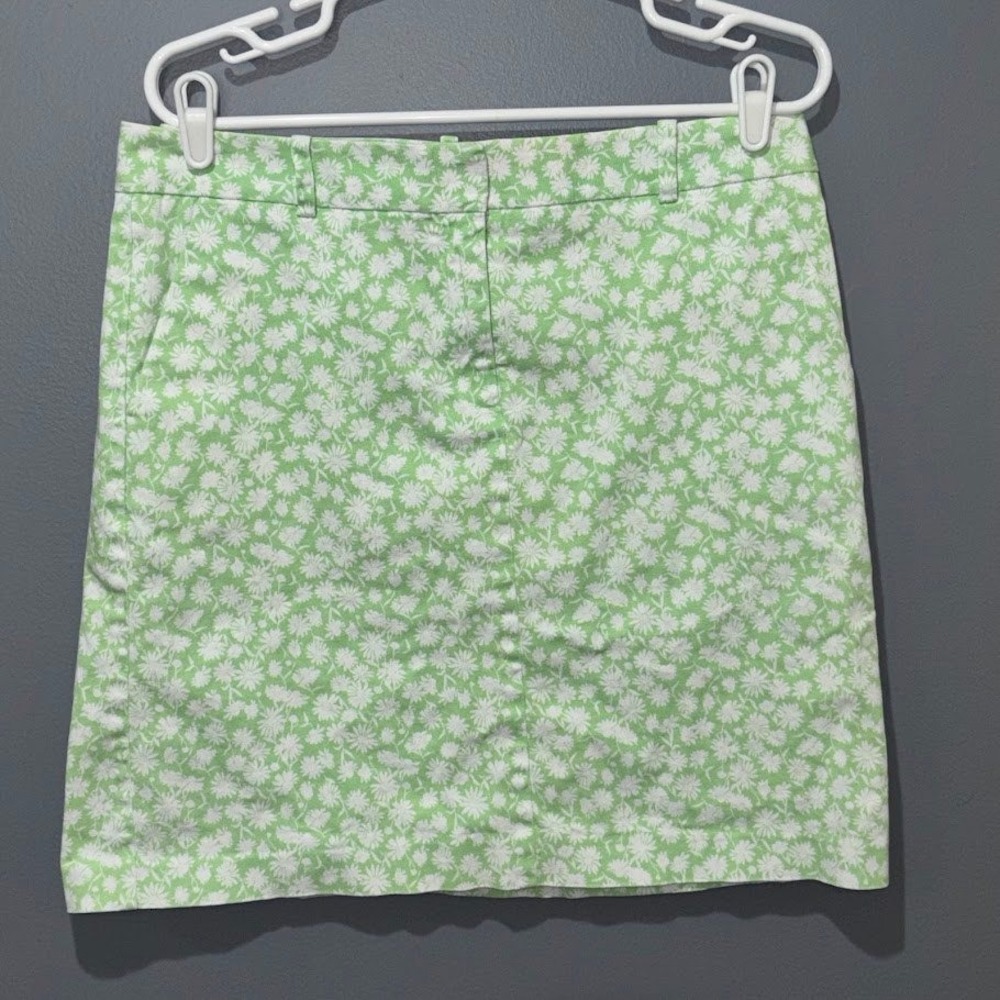 Chaus Floral‎ Mini Skirt Womens 10 Green Cotton Stretch Daisy Boho Preppy Casual
